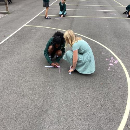 Area and perimeter work on the playground during maths